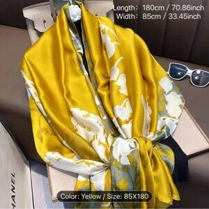 Gorgeous Yellow Scarf Large plant printed scarf New